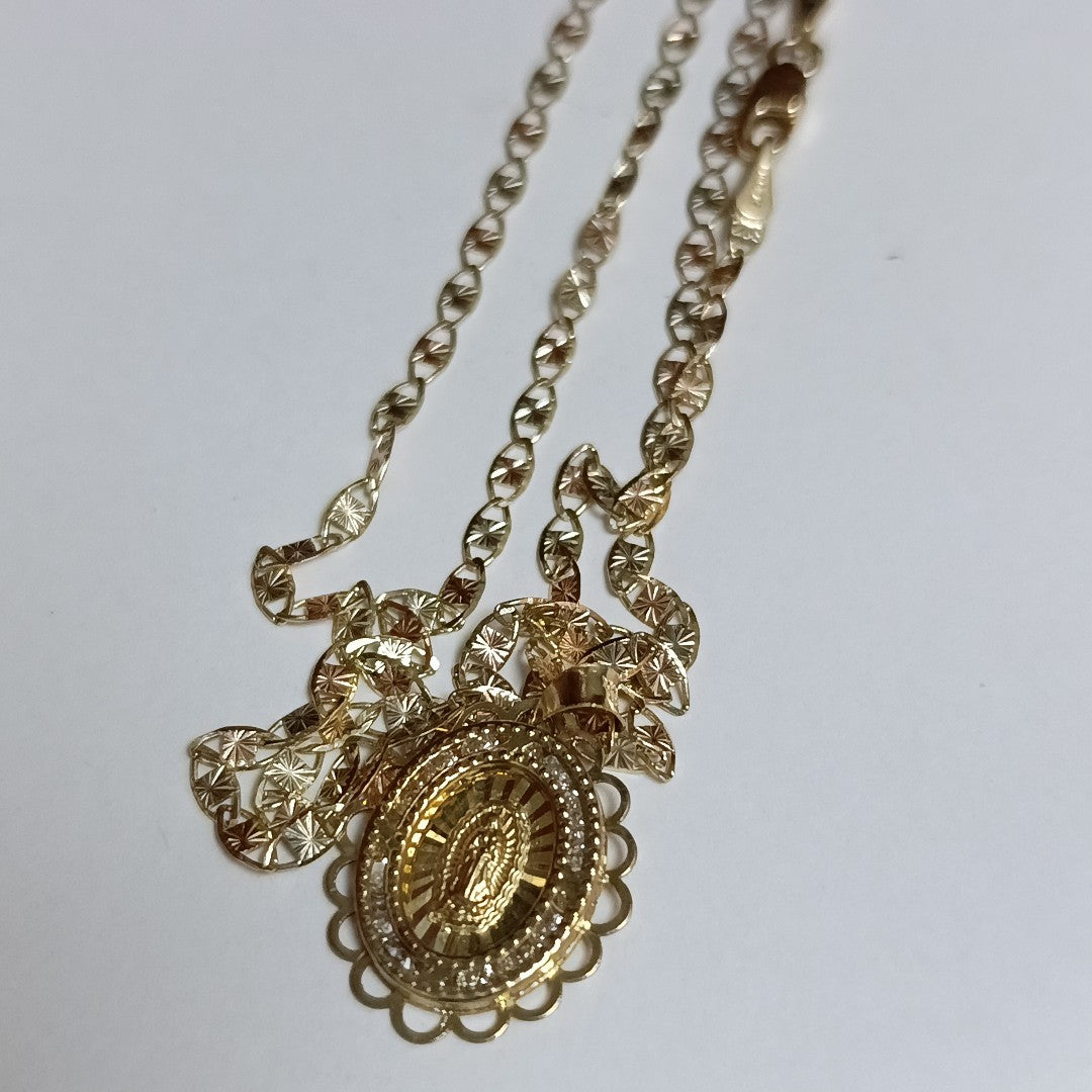 CADENA,MEDALLA RELIGIOSA ORO COMBINADO 10 K 3,80 GRMS (SEMINUEVO)