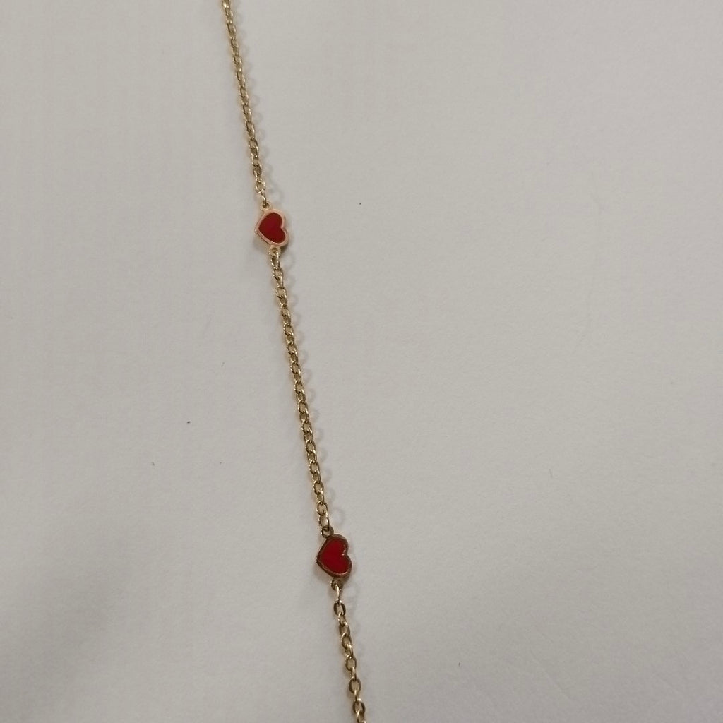 PULSERA ESPECIAL CON CORAZONES 14K 18 CM 1.3 GR (NUEVO)