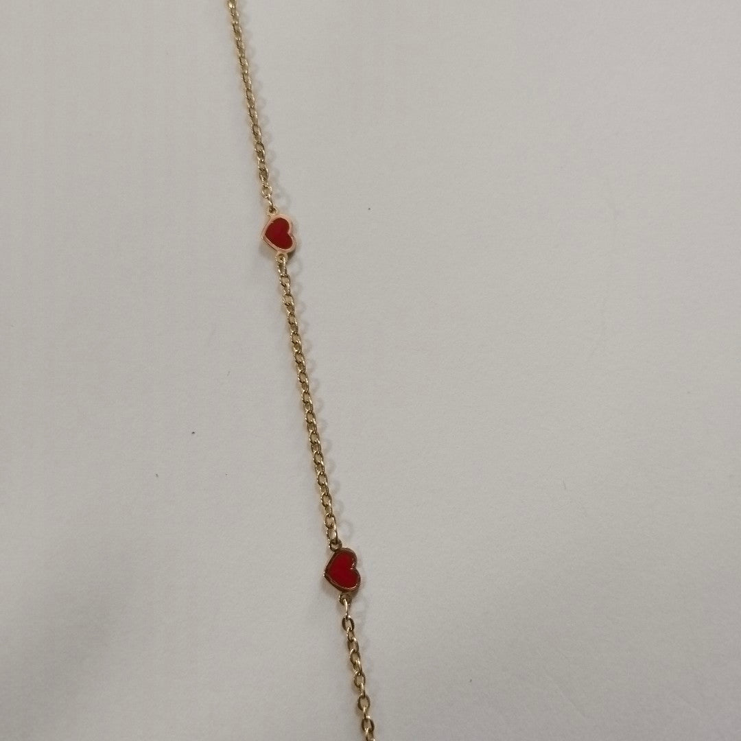 PULSERA ESPECIAL CON CORAZONES 14K 18 CM 1.3 GR (NUEVO)