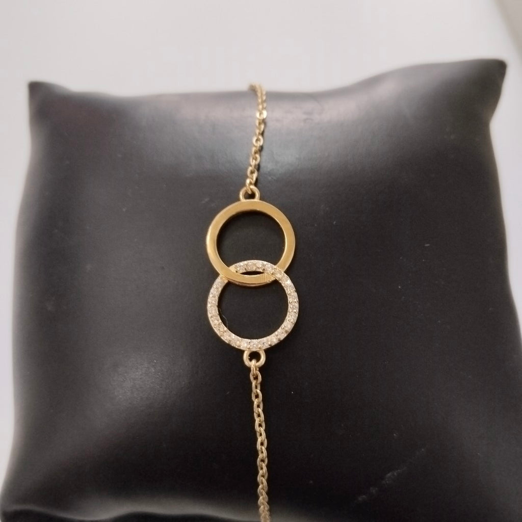PULSERA TEJIDO ESPECIAL FIG AROS UNIDOS C CIRCS 14K 18 CM 2.1 GR (NUEVO)
