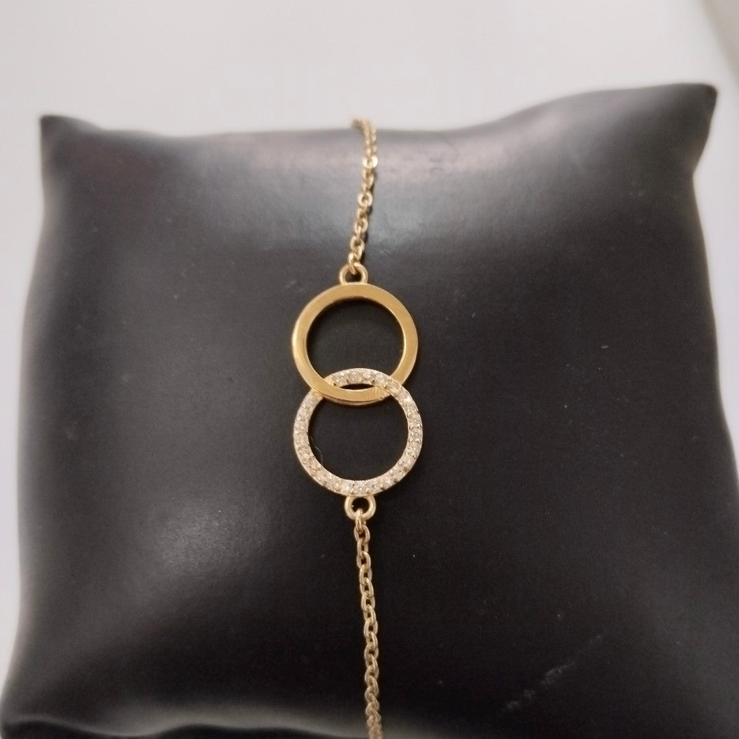 PULSERA TEJIDO ESPECIAL FIG AROS UNIDOS C CIRCS 14K 18 CM 2.1 GR (NUEVO)