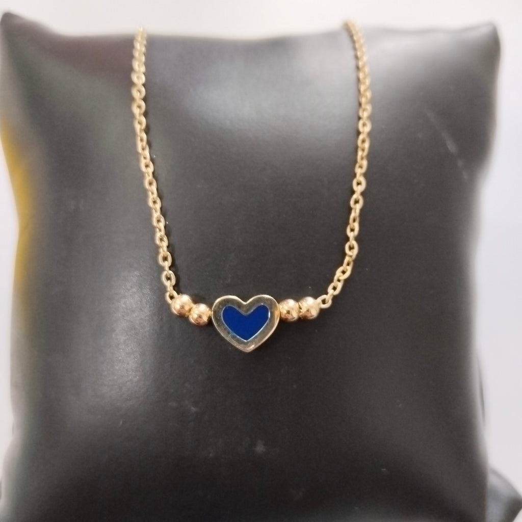 PULSERA TEJIDO ESPECIAL CON FIGURA CORAZON CON ESMALTE AZUL 14K 18 CM 2 GR (NUEVO)