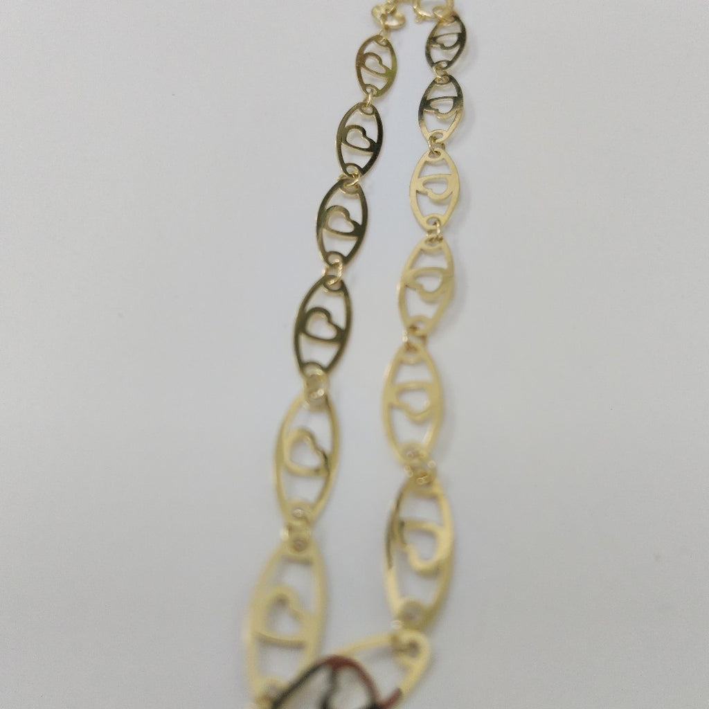 PULSERA TEJIDO ESPECIAL CON CORAZON 14K 18 CM 1.4 GR (NUEVO)