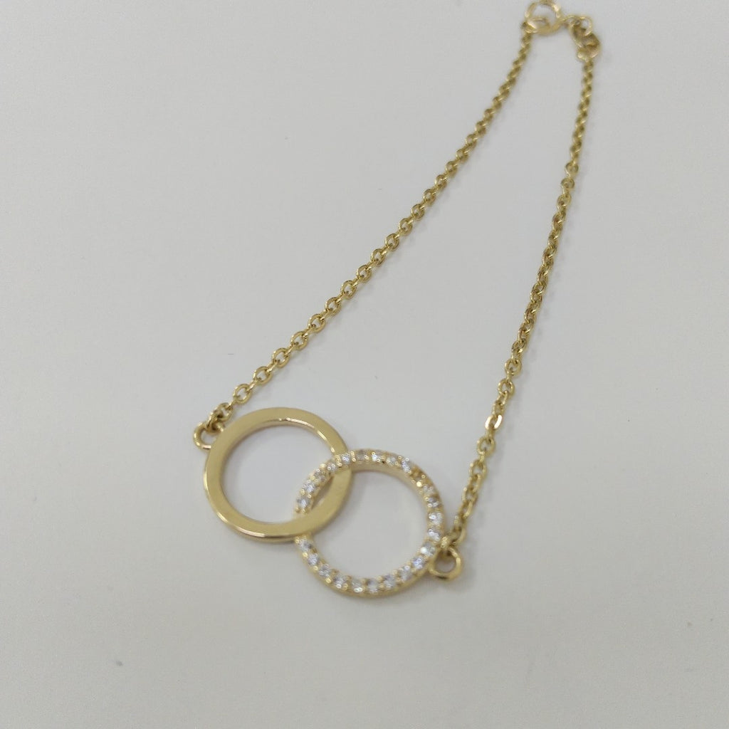 PULSERA TEJIDO ESPECIAL FIG AROS UNIDOS C CIRCS 14K 18 CM 2.1 GR (NUEVO)
