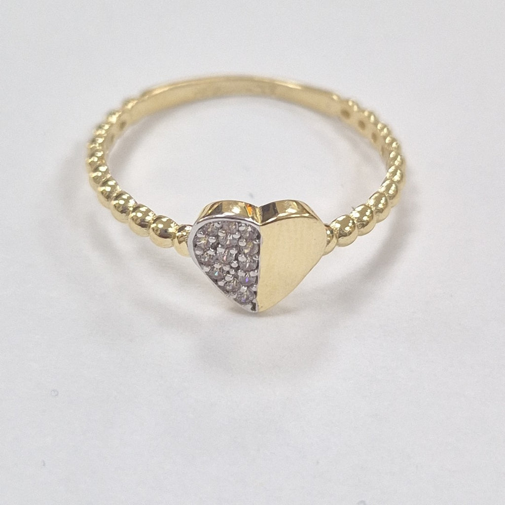 ANILLO ANILLITO FIG CORAZON C CIRCONIAS 14K 7 TALLA 1.6 GR (NUEVO)