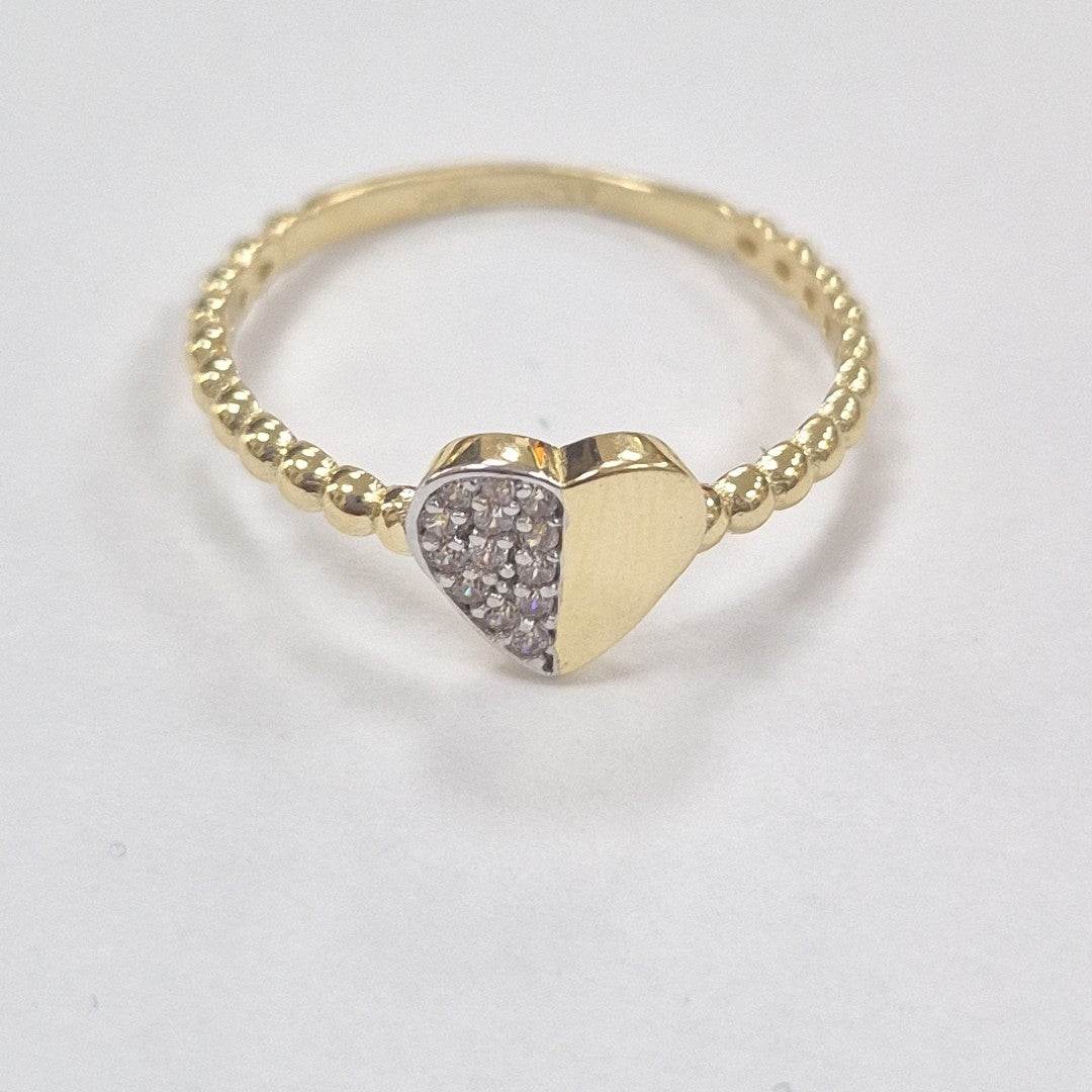 ANILLO ANILLITO FIG CORAZON C CIRCONIAS 14K 7 TALLA 1.6 GR (NUEVO)