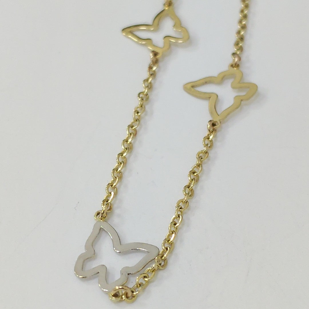 PULSERA ESPECIAL C MARIPOSAS 14K 18 CM 1.7 GR (NUEVO)