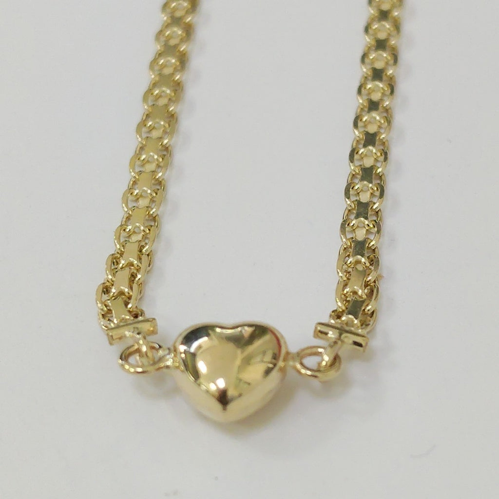 PULSERA ESPECIAL C CORAZON 14K 18 CM 2.7 GR (NUEVO)