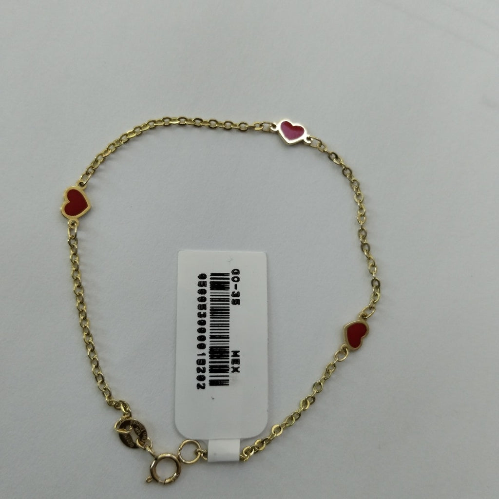 PULSERA ESPECIAL CON CORAZONES 14K 18 CM 1.4 GR (NUEVO)