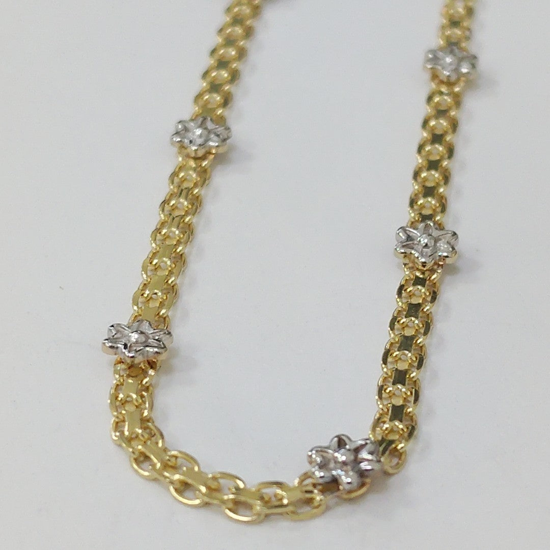 PULSERA ESPECIAL C FLORES 14K 18 CM 2.9 GR (NUEVO)
