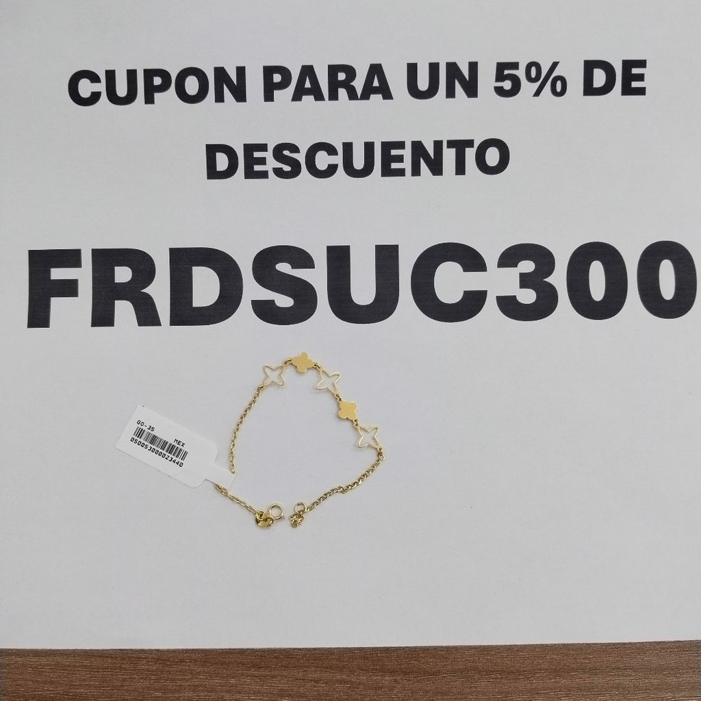 PULSERA TEJIDO ESP CON TREBOL 14K 18 CM 1.5 GR (NUEVO)