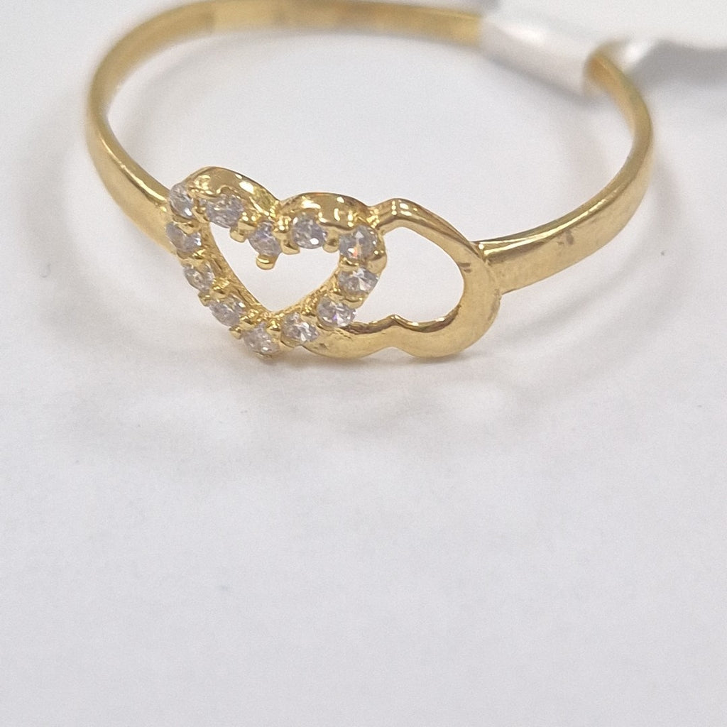 ANILLO ANILLITO CORAZONES UNIDOS C CIRCONIAS 14K 8 TALLA 0.8 GR (NUEVO)