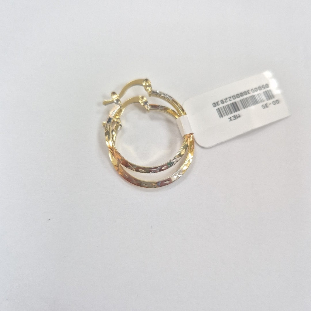 ARETES TEJIDO ARRACADAS BISELADAS COMBINADAS 14K 1.4 GR (NUEVO)