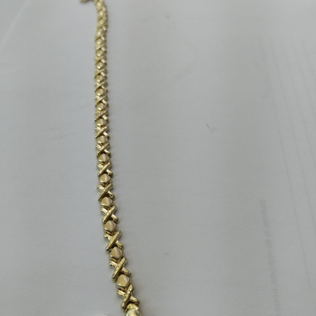 PULSERA ESPECIAL XOXO 14K 18 CM 6.2 GR (NUEVO)