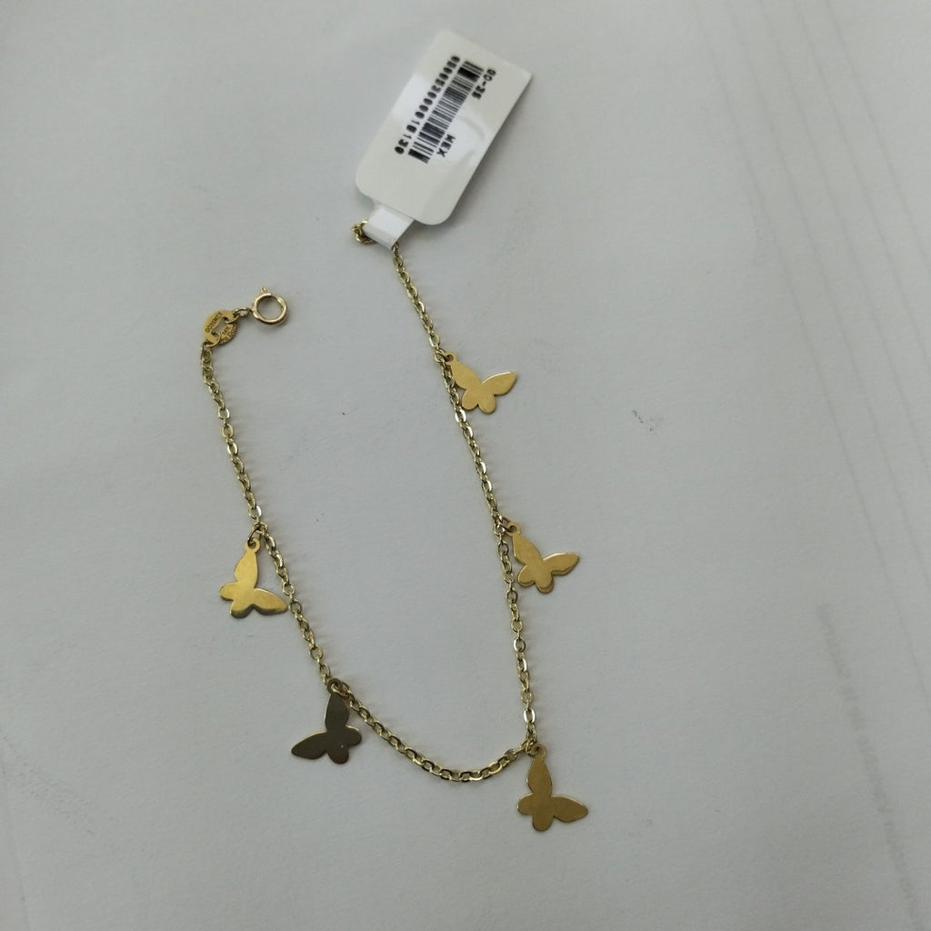 PULSERA ESPECIAL CON MARIPOSAS 14K 18 CM 2 GR (NUEVO)