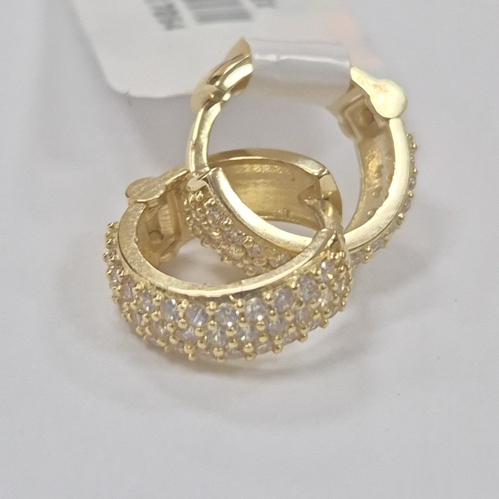 ARETES HUGGIE CON CIRCONIAS 14K 2.1 GR (NUEVO)