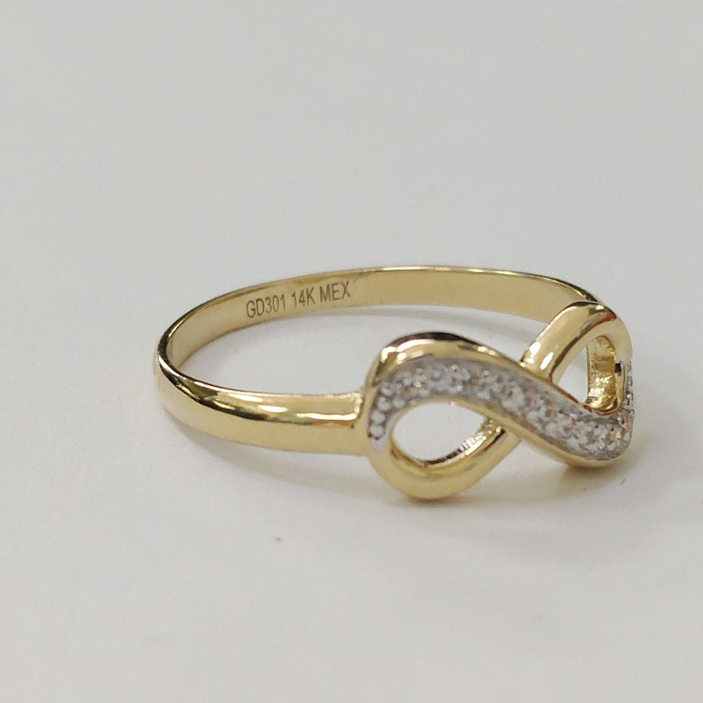 ANILLO ANILLITO FIG INFINITO C CIRCONIAS 14K 7 TALLA 1.5 GR (NUEVO)