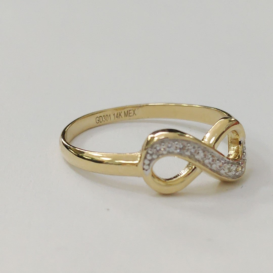 ANILLO ANILLITO FIG INFINITO C CIRCONIAS 14K 7 TALLA 1.5 GR (NUEVO)