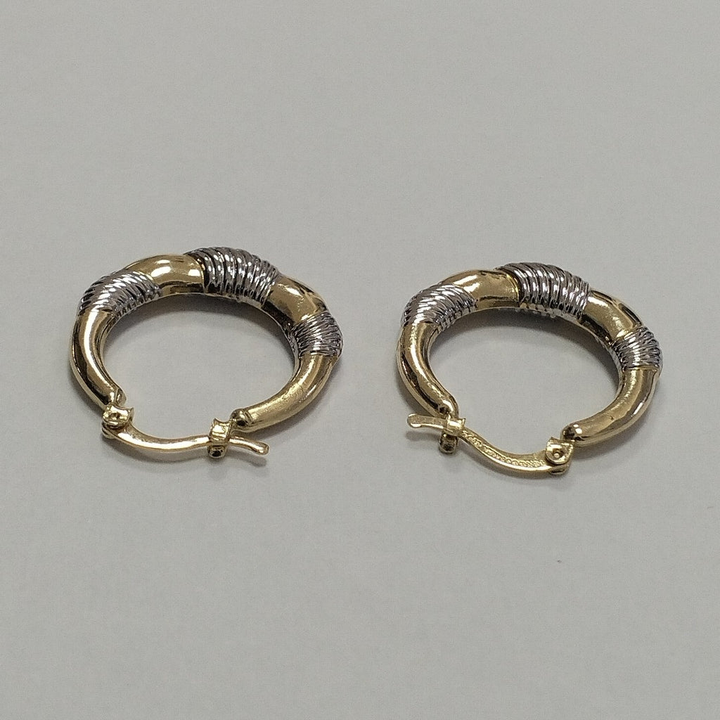 ARETES ARRACADAS HUECAS COMBINADAS 14K 2.6 GR (NUEVO)