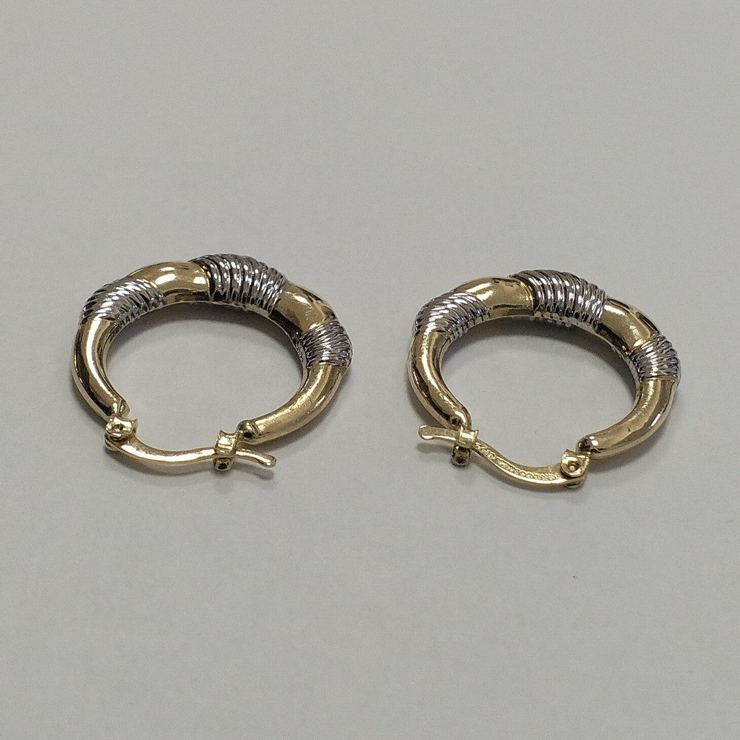 ARETES ARRACADAS HUECAS COMBINADAS 14K 2.6 GR (NUEVO)