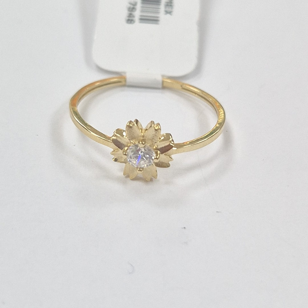 ANILLOS FLOR Y CIRCONIA 14K TALLA 8 1.1 GR (NUEVO)