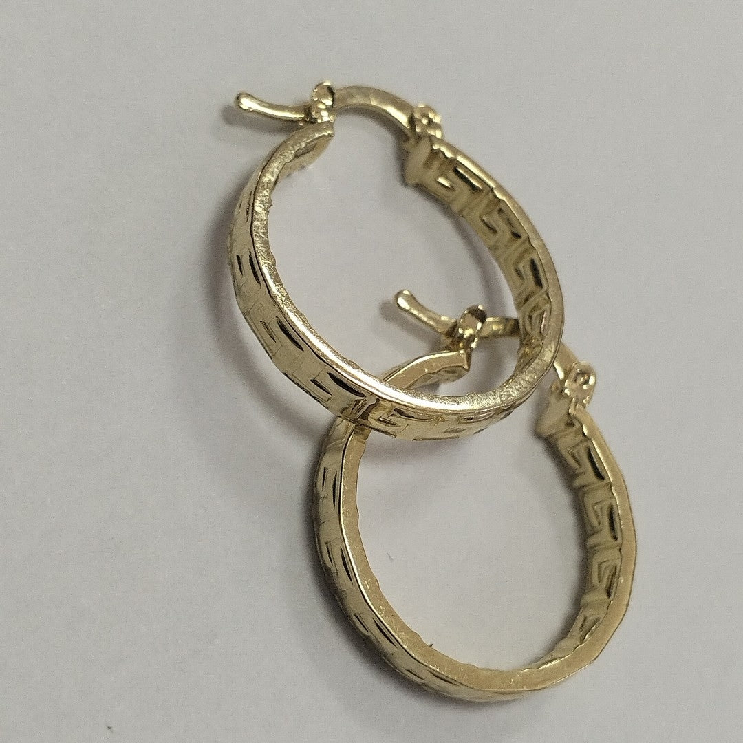 ARETES TEJIDO ARRACADAS TIPO GRECAS 14K 2.2 GR (NUEVO)
