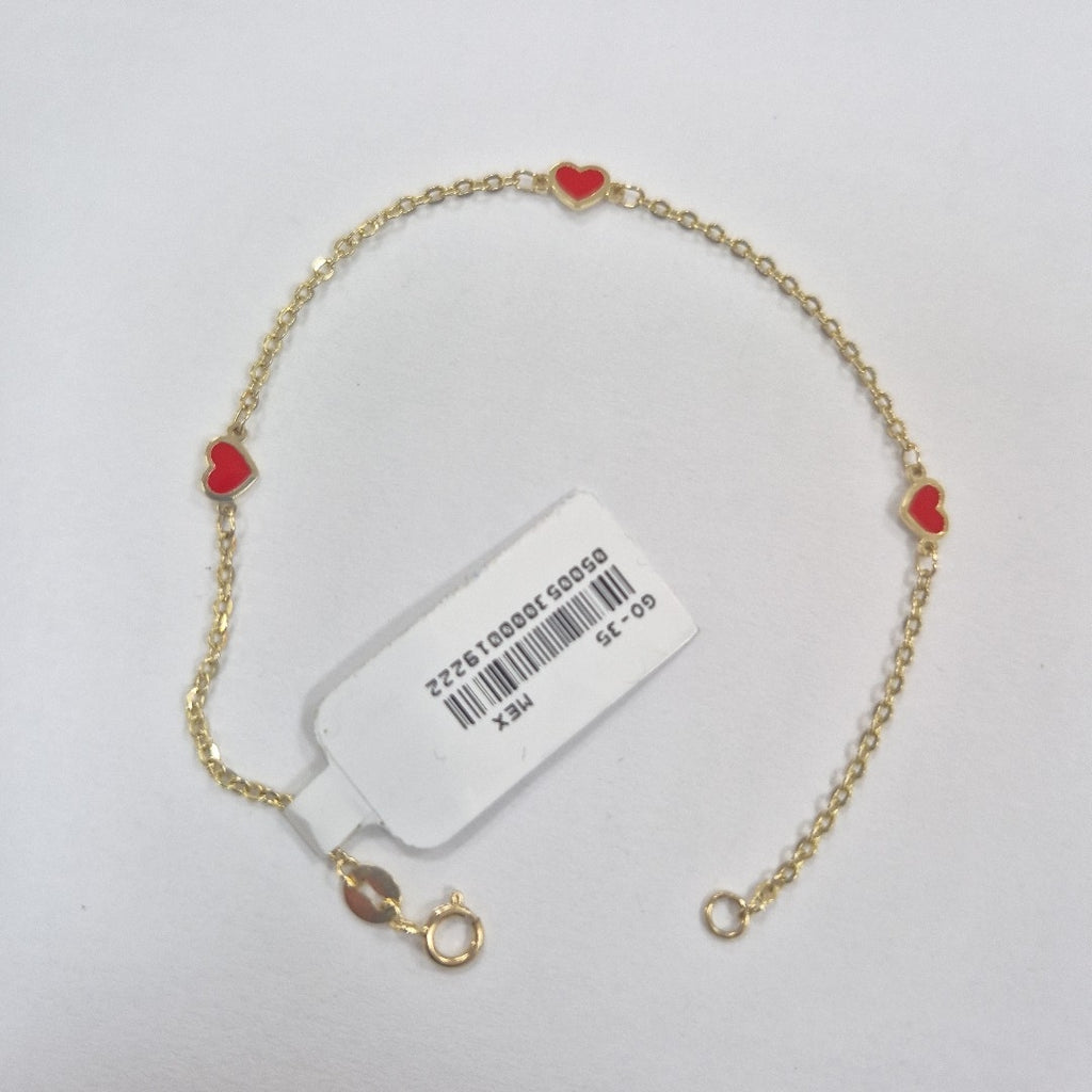 PULSERA ESPECIAL CON CORAZONES 14K 18 CM 1.4 GR (NUEVO)