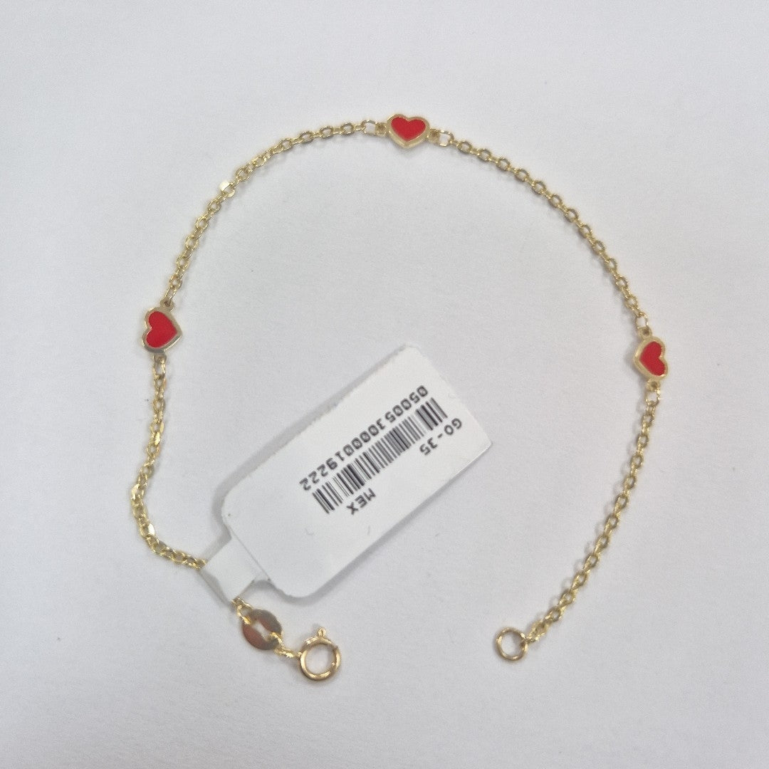 PULSERA ESPECIAL CON CORAZONES 14K 18 CM 1.4 GR (NUEVO)