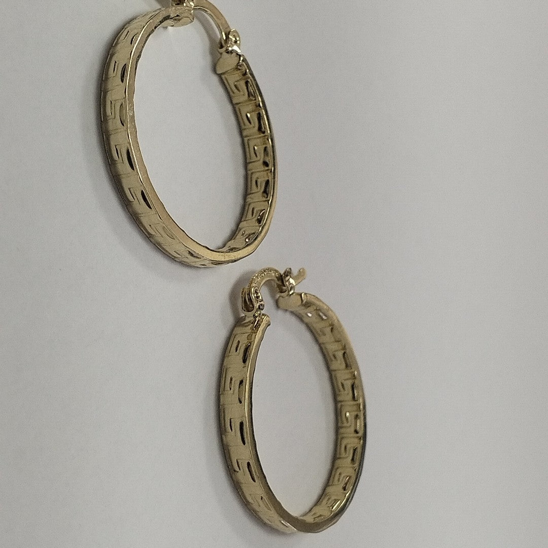 ARETES TEJIDO ARRACADA CON GRECAS 14K 2.7 GR (NUEVO)