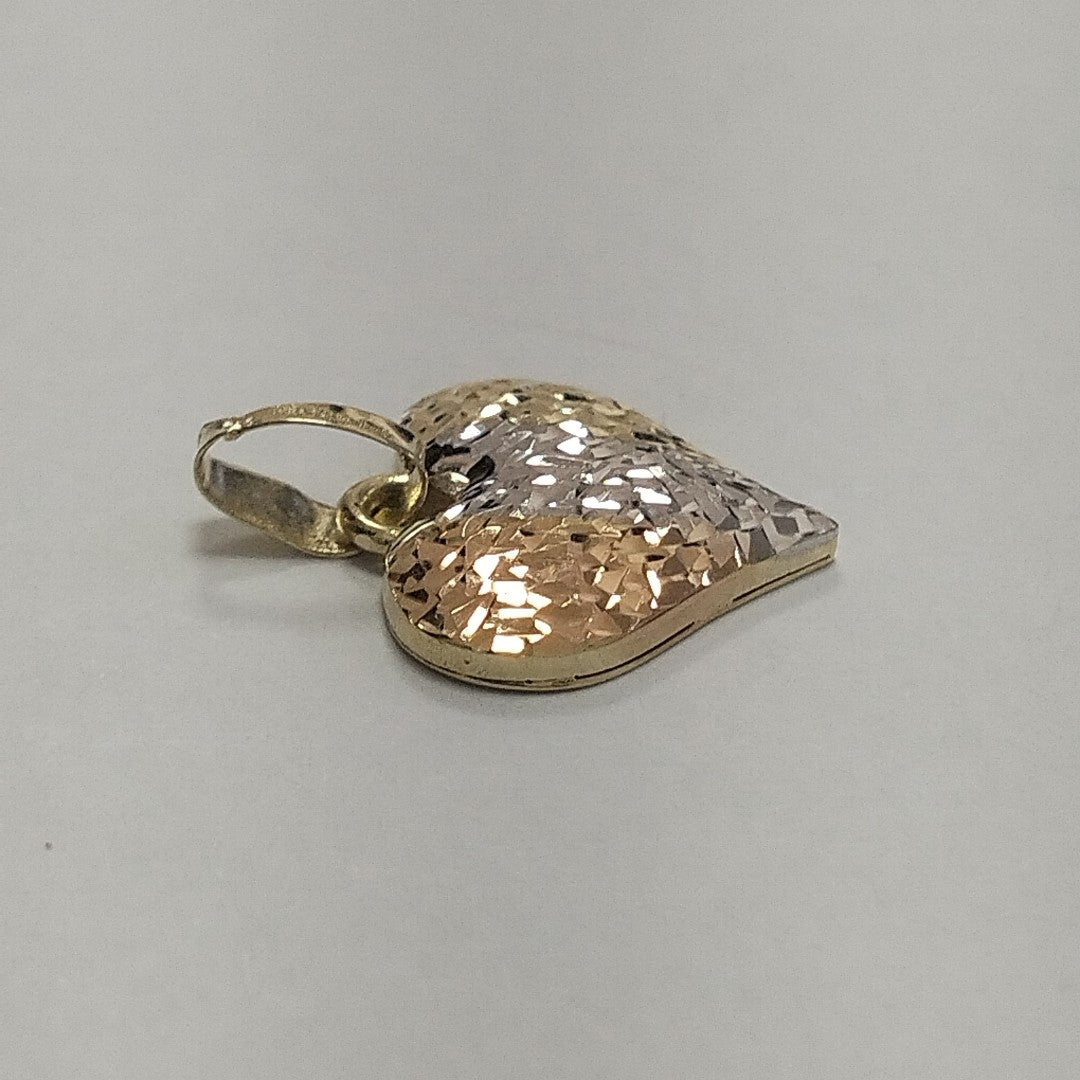 DIJE TEJIDO CORAZON LABRADO COMBINADO 14K 1.3 GR (NUEVO)