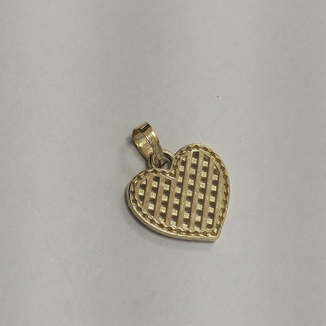 DIJE TEJIDO CORAZON CON CERCO DE CIRCONIAS 14K 1.2 GR (NUEVO)