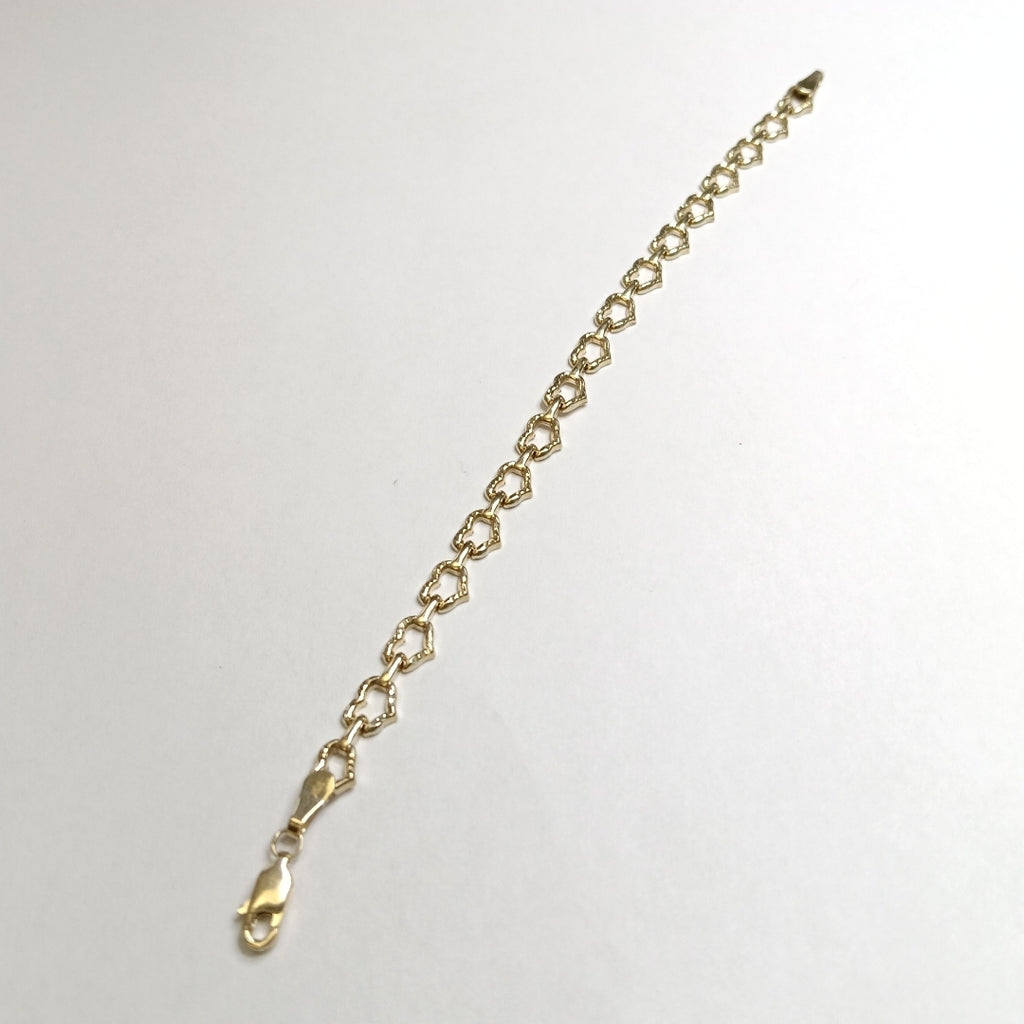 PULSERA ESPECIAL CON CORAZONES 14K 18 CM 4.1 GR (NUEVO)