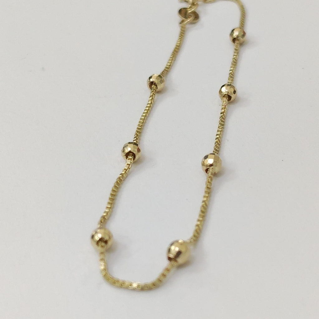 PULSERA ESPECIAL CON BOLITAS 14K 18 CM 1.4 GR (NUEVO)