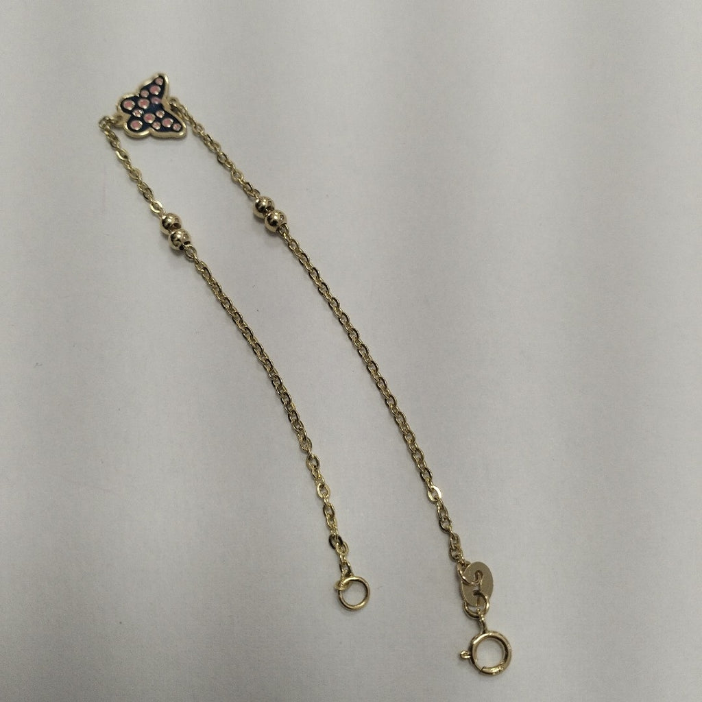 PULSERA TEJIDO ESPECIAL MARIPOSA CON ESMALTE 14K 18 CM 1.9 GR (NUEVO)