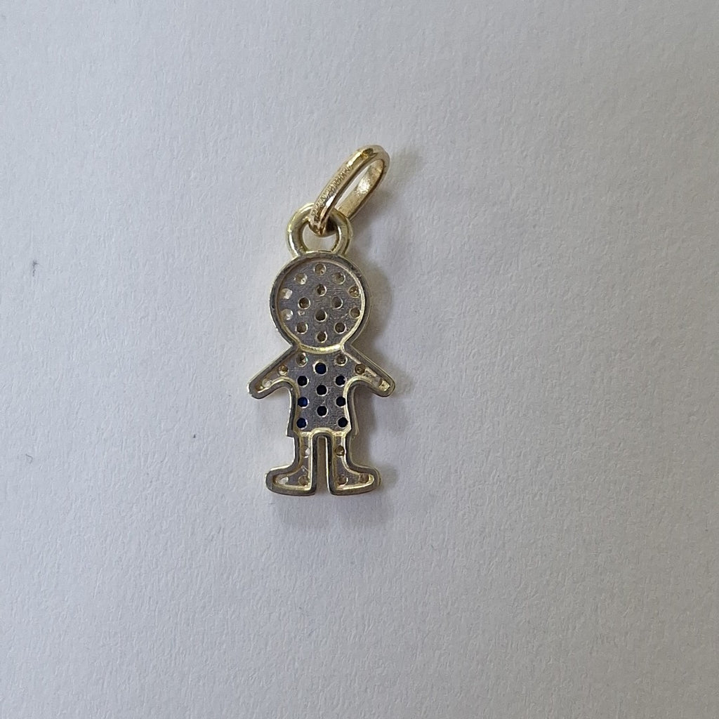 DIJE NIÑO CON CIRCONIAS Y PIEDRAS DE COLOR 10K 0.9 GR (NUEVO)