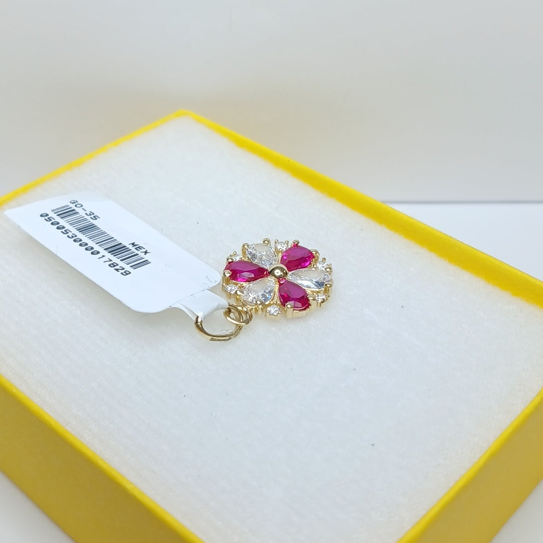 DIJE FLOR CIRCONIAS Y PIEDRAS DE COLOR 14K 2.5 GR (NUEVO)