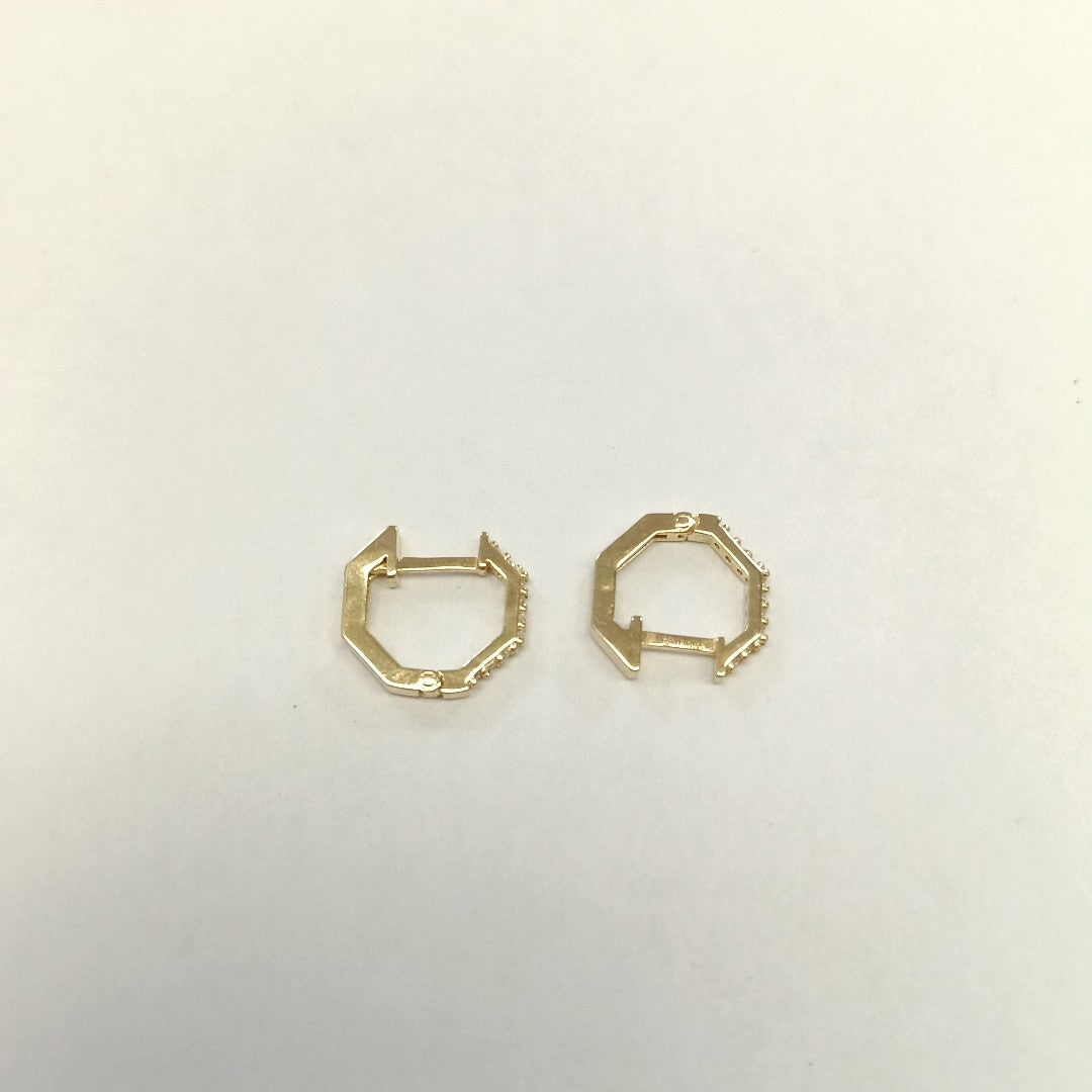 ARETES HUGGIES C CIRCONIAS 14K 1.7 GR (NUEVO)