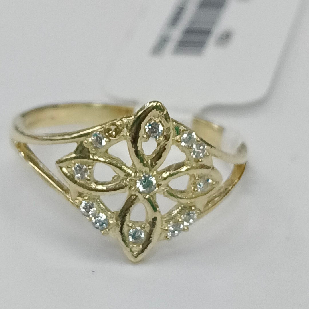 ANILLOS ANILLITO FIG NUDO DE BRUJA CON CIRCONIAS 10K TALLA 6 1.7 GR (NUEVO)