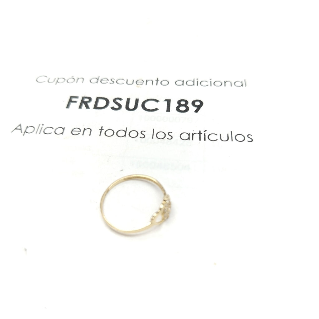 ANILLO ANILLITO CORAZONES UNIDOS C CIRCONIAS 14K 8 TALLA 0.9 GR (NUEVO)
