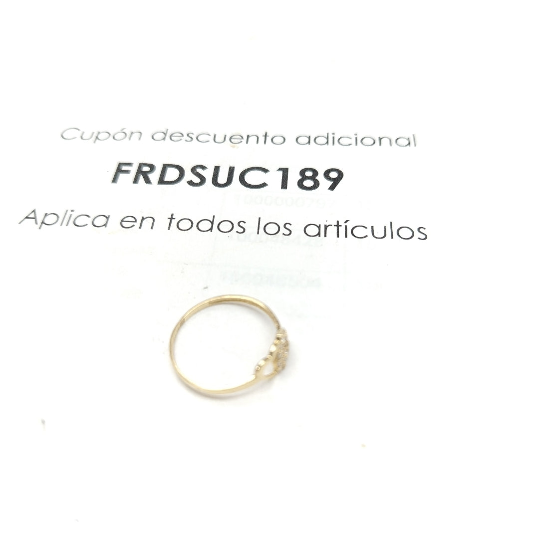 ANILLO ANILLITO CORAZONES UNIDOS C CIRCONIAS 14K 8 TALLA 0.9 GR (NUEVO)