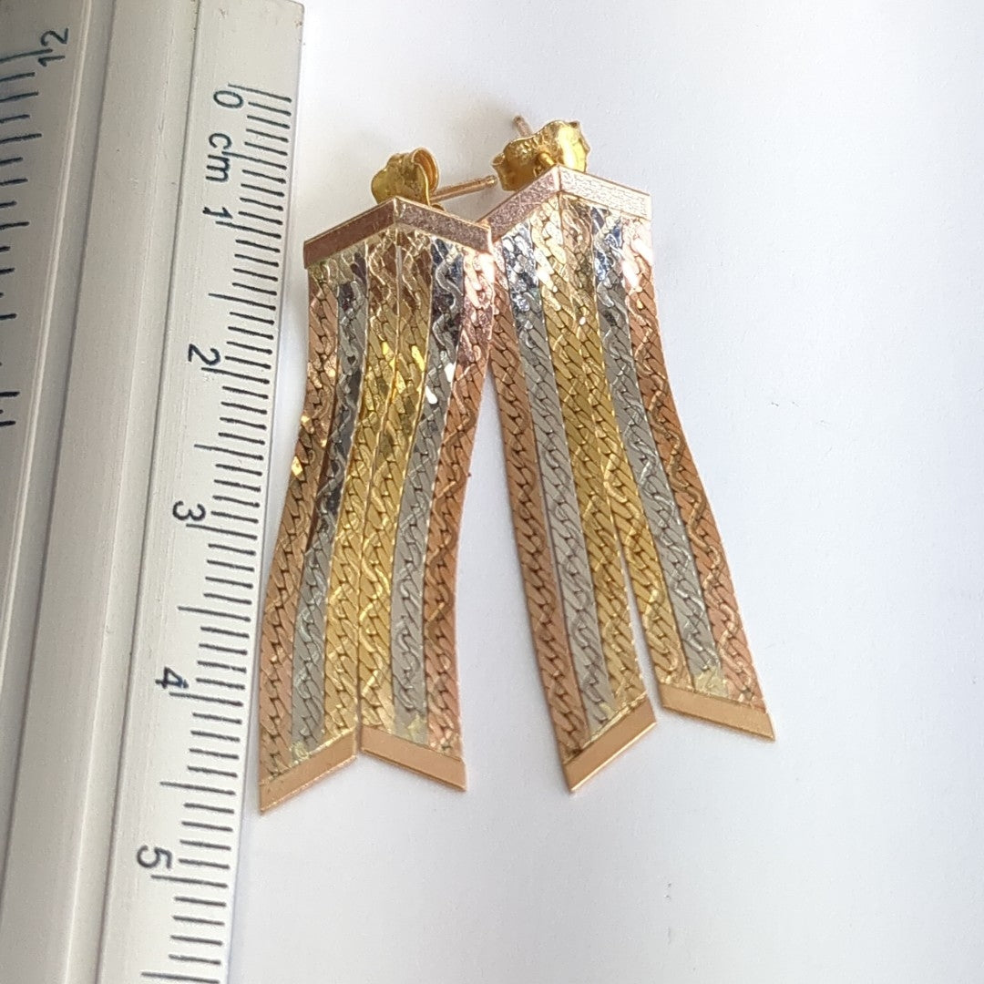 ARETES PAR ORO COMBINADO 14 K 4,00 GRMS (SEMINUEVO)