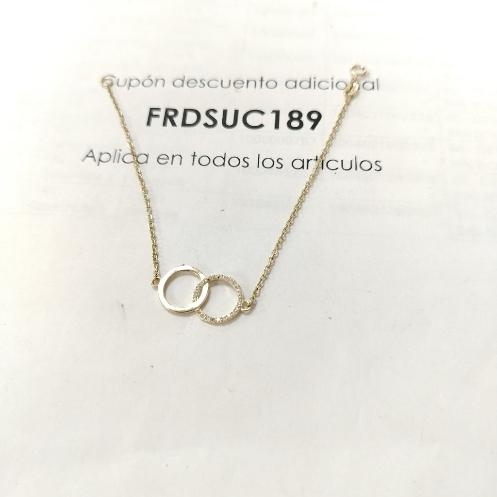 PULSERA TEJIDO ESPECIAL FIG AROS UNIDOS C CIRCS 14K 18 CM 2 GR (NUEVO)