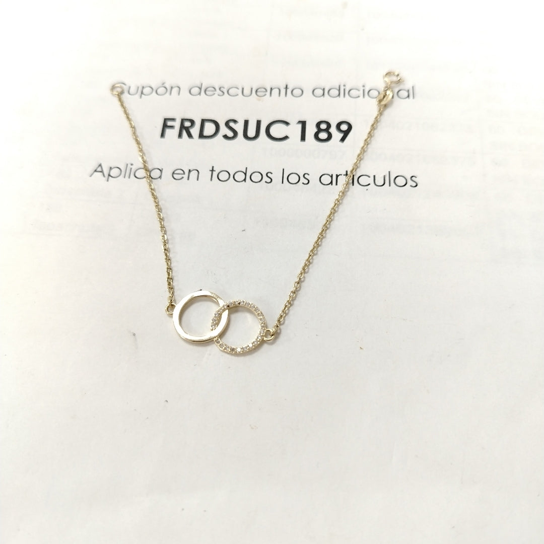 PULSERA TEJIDO ESPECIAL FIG AROS UNIDOS C CIRCS 14K 18 CM 2 GR (NUEVO)