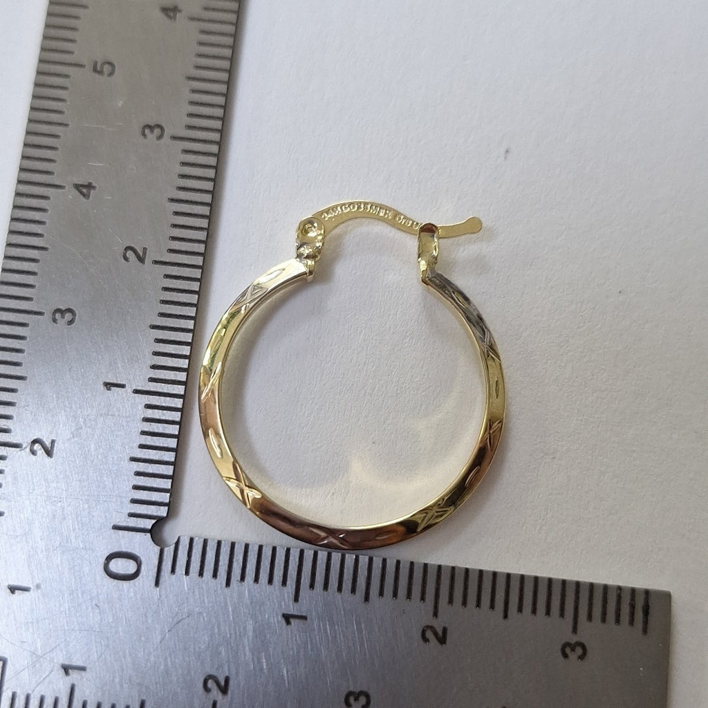 ARETES TEJIDO ARRACADAS BISELADAS COMBINADAS 14K 1.4 GR (NUEVO)