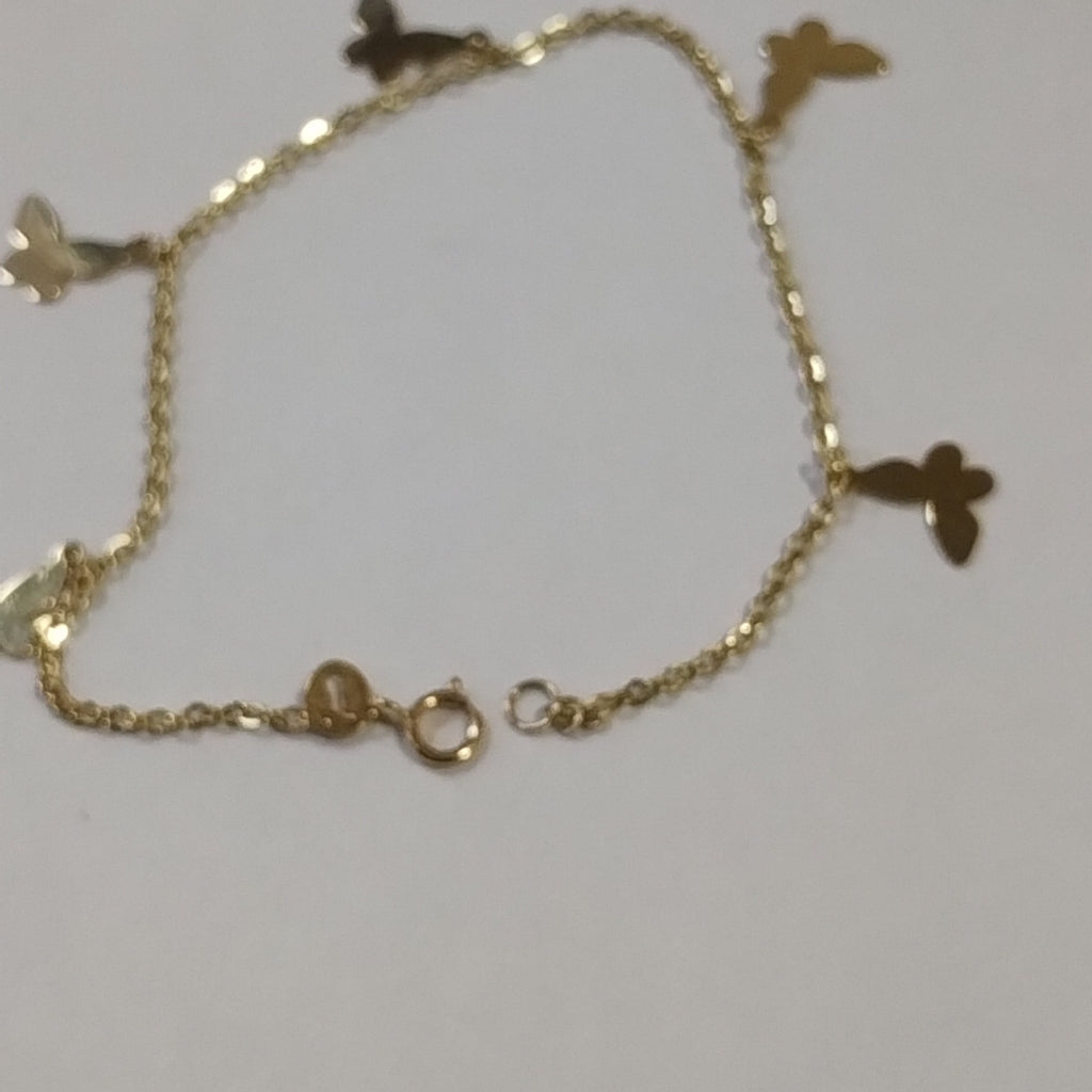 PULSERA ESPECIAL CON MARIPOSAS 14K 18 CM 2.1 GR (NUEVO)