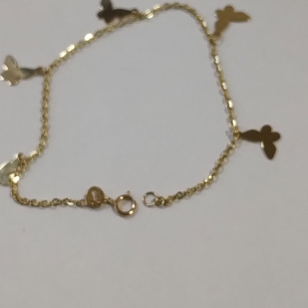 PULSERA ESPECIAL CON MARIPOSAS 14K 18 CM 2.1 GR (NUEVO)