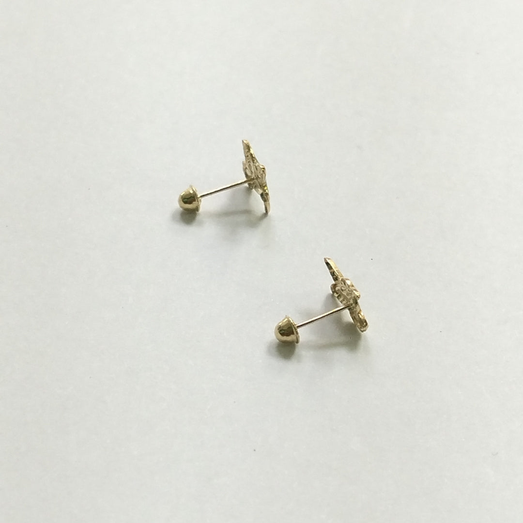 BROQUELES BROQUEL FIG COLIBRI ESMALTE VERDE 14K 0.2138 GR (NUEVO)