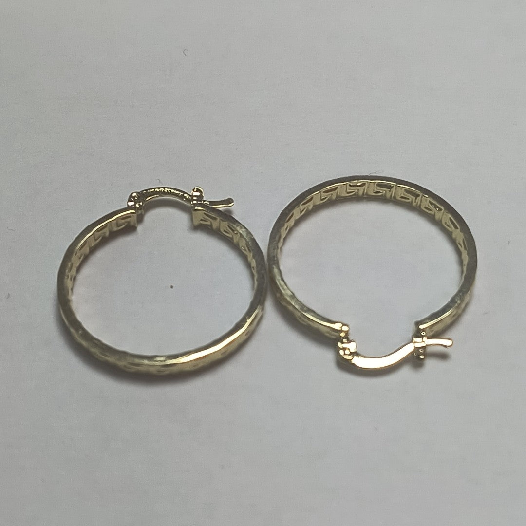 ARETES TEJIDO ARRACADA CON GRECAS 14K 2.7 GR (NUEVO)