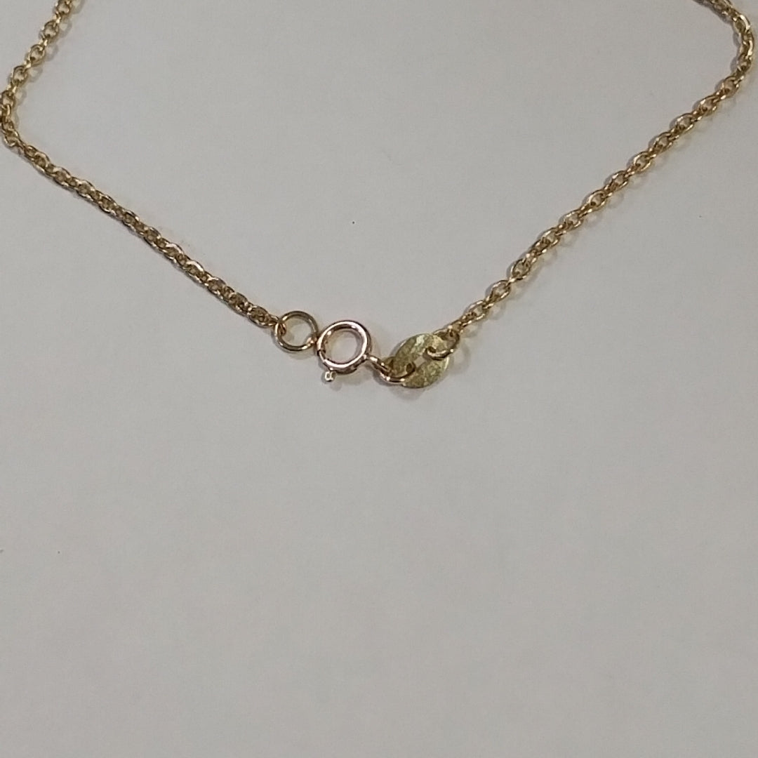 PULSERA TEJIDO ESPECIAL CON FIGURA CORAZON CON ESMALTE AZUL 14K 18 CM 2 GR (NUEVO)