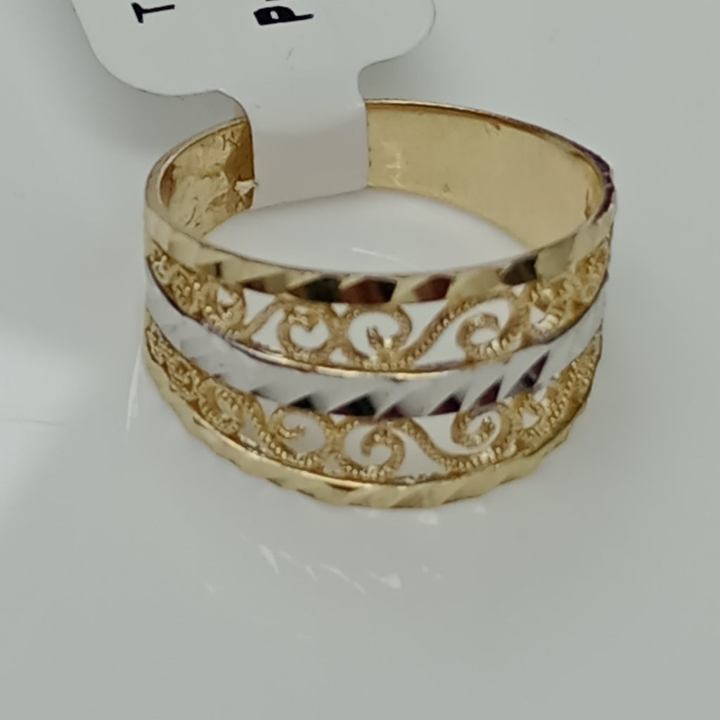 ANILLOS TIPO FILIGRANA COMBINADO 14K TALLA 7 2.8 GR (NUEVO)